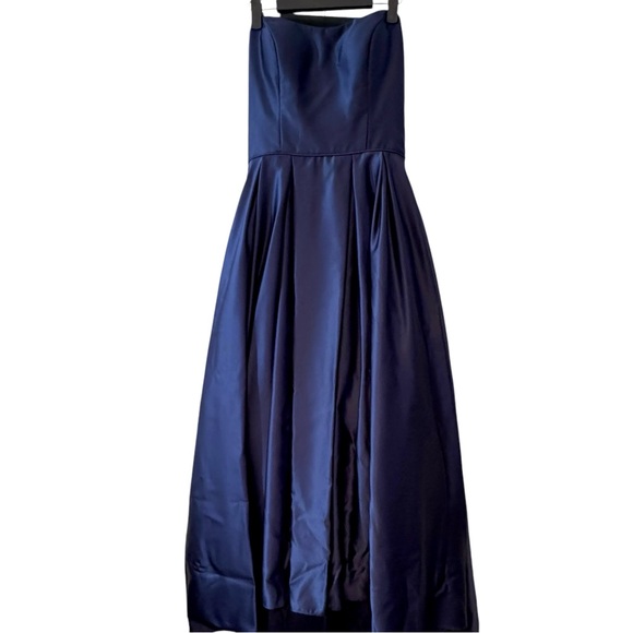 Besty & Adam Blue Satin Strapless Ballgown - Picture 3 of 7